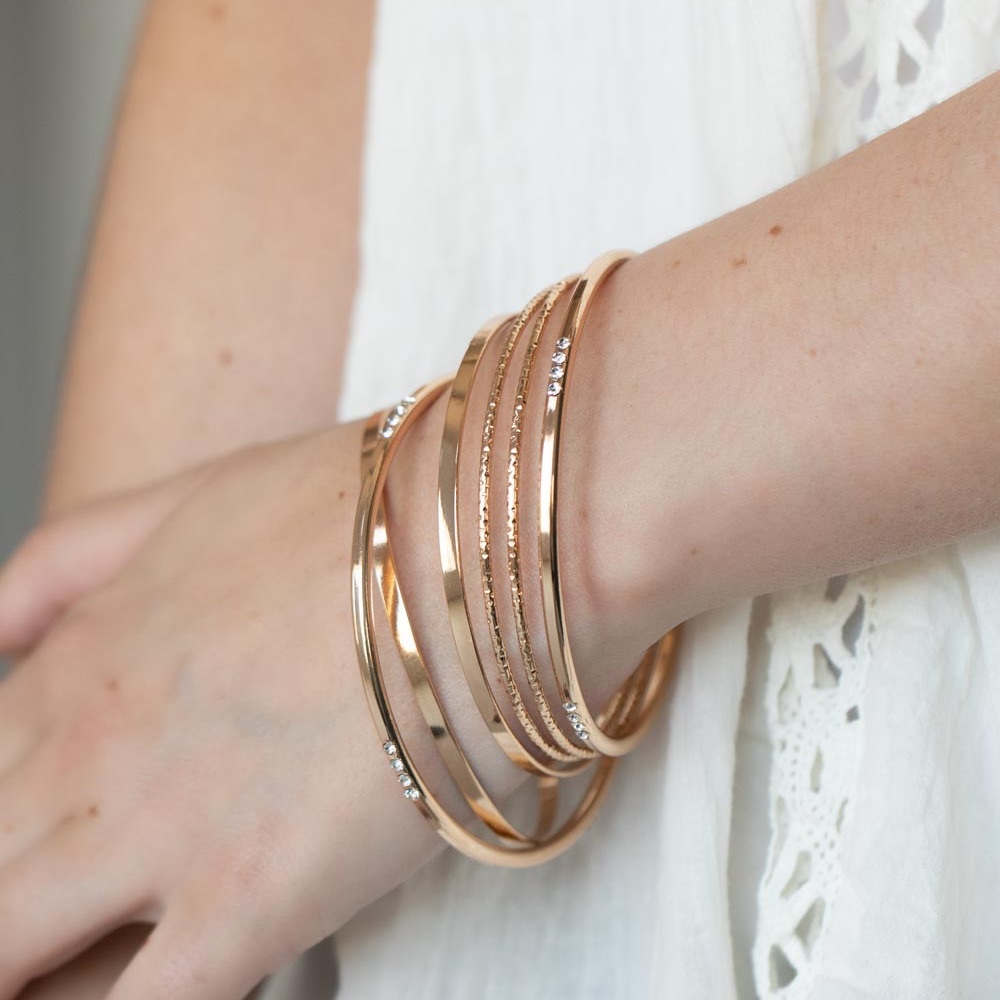 Lock, STACK, and Barrel - Gold Bracelet - Paparazzi Accessories - Picture 1 of 3